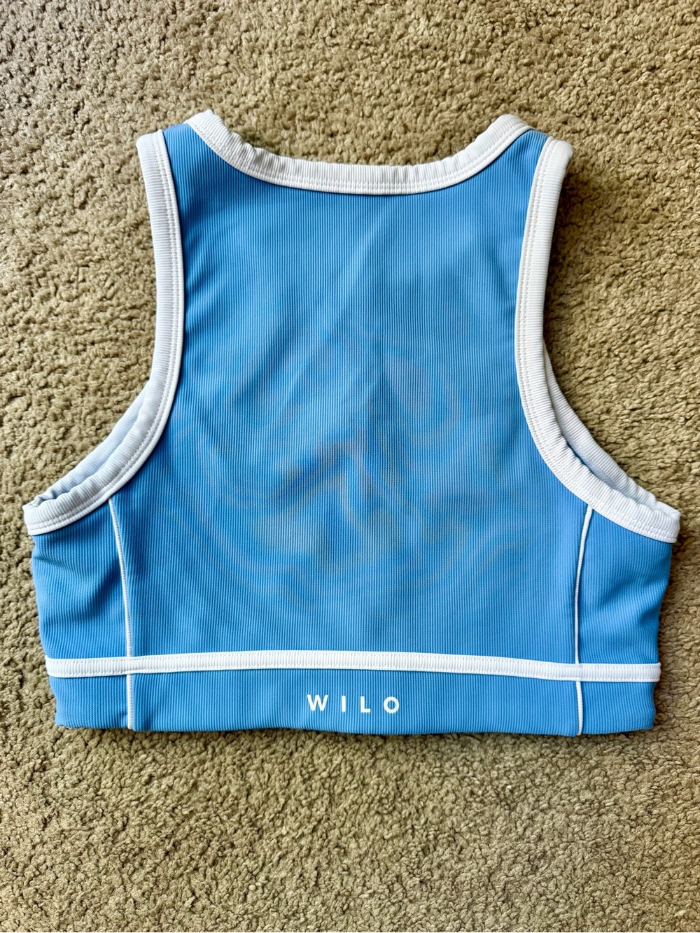 Wilo Sky Blue Contrast-Trim Crop Top - Picture 5 of 6